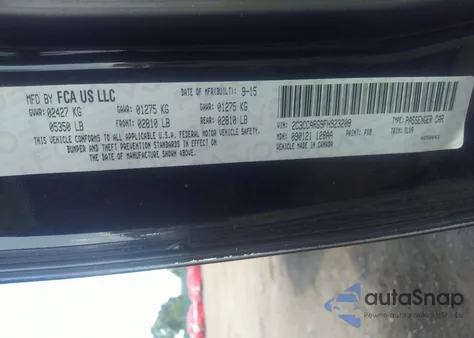 2015 Chrysler 300 Limited z USA, uszkodzony, nr VIN 2C3CCARG9FH923208